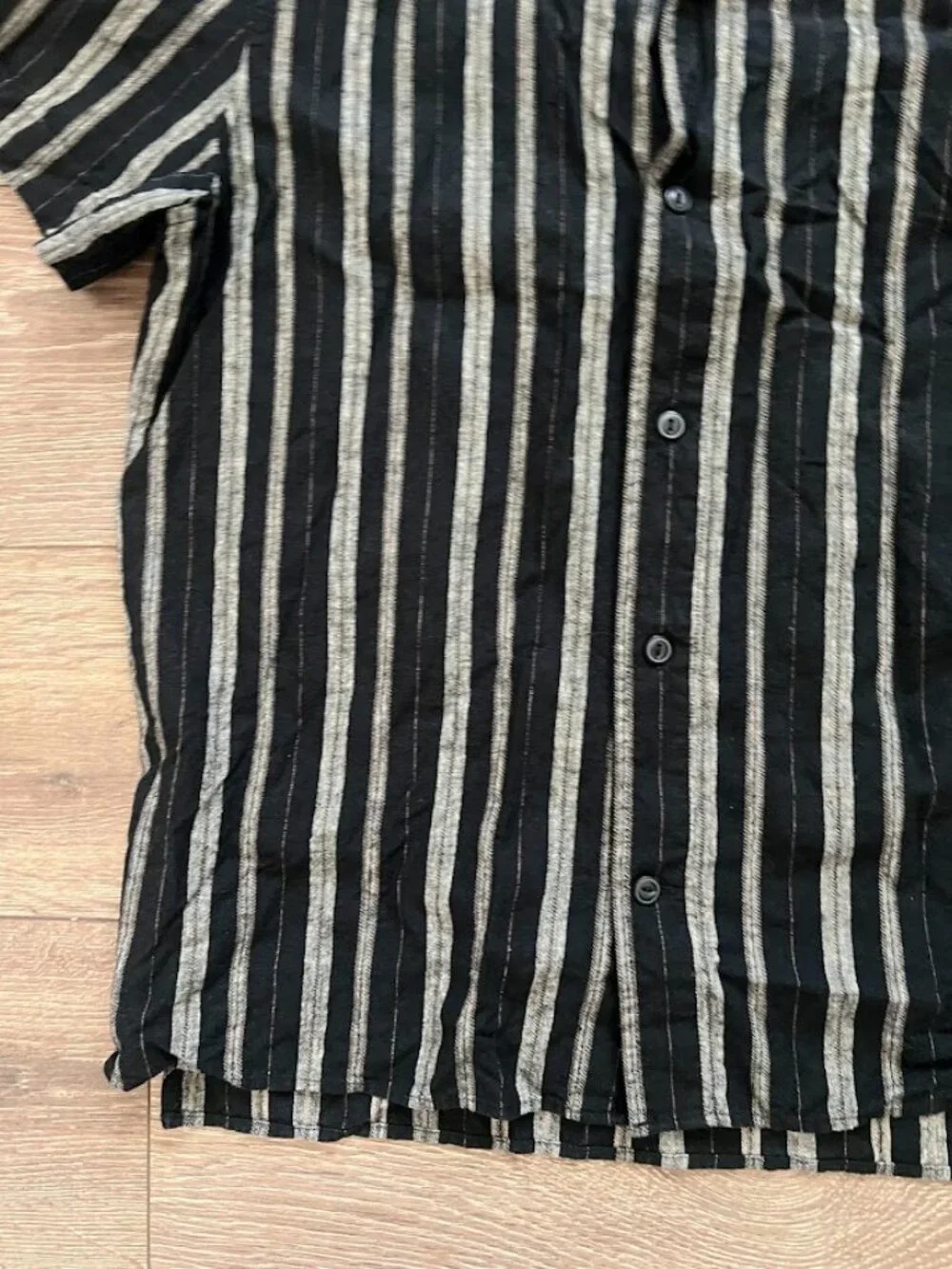 Banana Republic Linen Blend Striped Short Sleeve Shirt Size Large